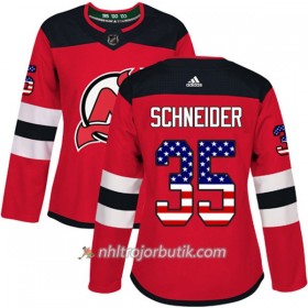 Dame Ishockey New Jersey Devils Tröja Cory Schneider 35 Adidas 2017-2018 Röd USA Flag Fashion Authentic